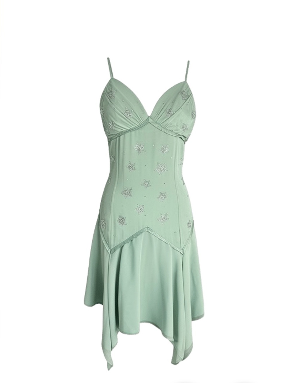 Vintage Betsey Johnson y2k Fairy Asymmetrical Slip Dress with Stars 10